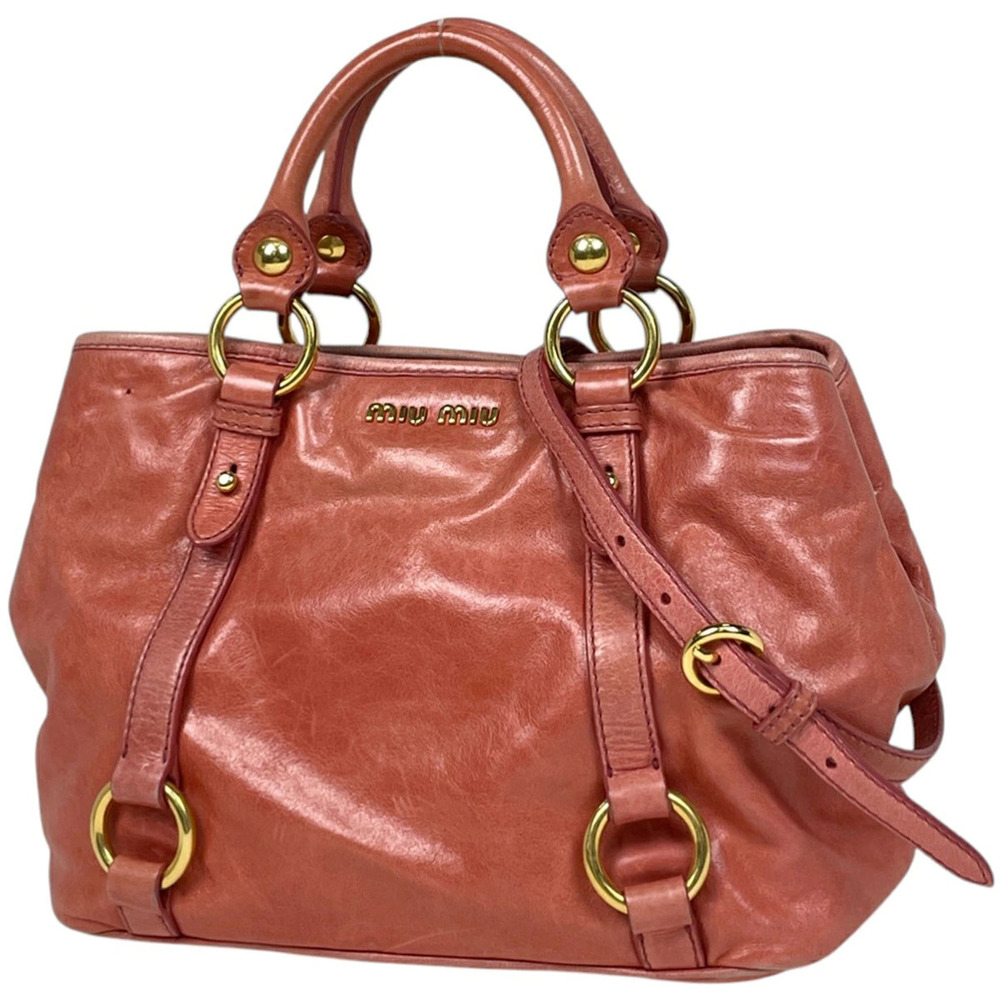 Miu Miu 2way Shoulder Bag Leather Pink